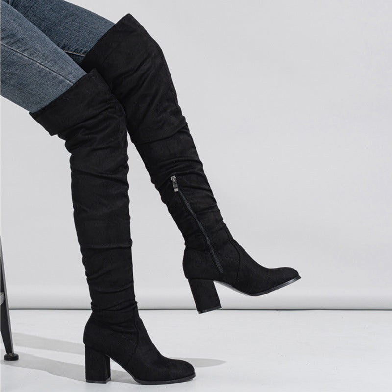 Boots Longues Élastiques à Talon Haut pour Femme