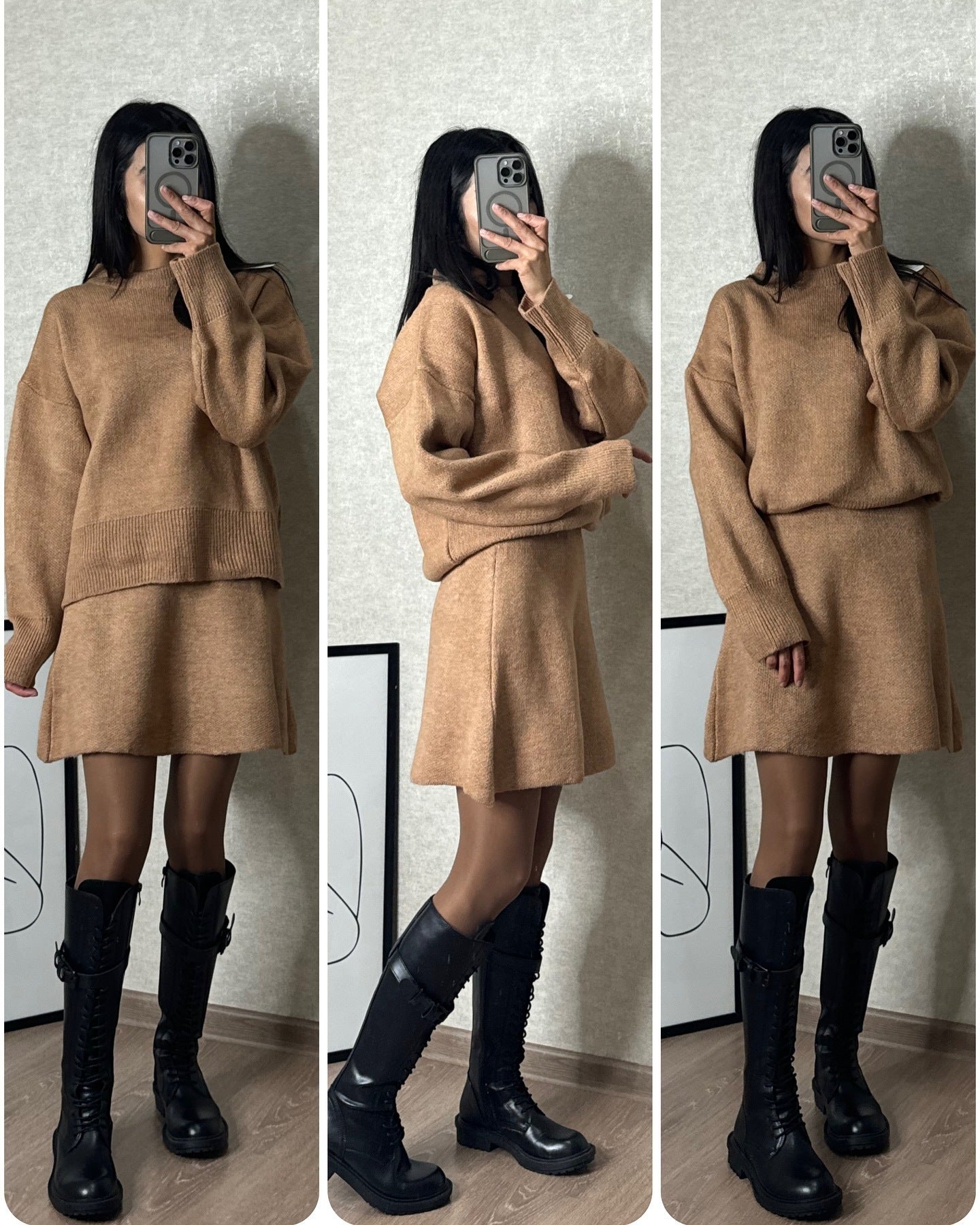 Ensemble Manches Longues et Jupe Élégante