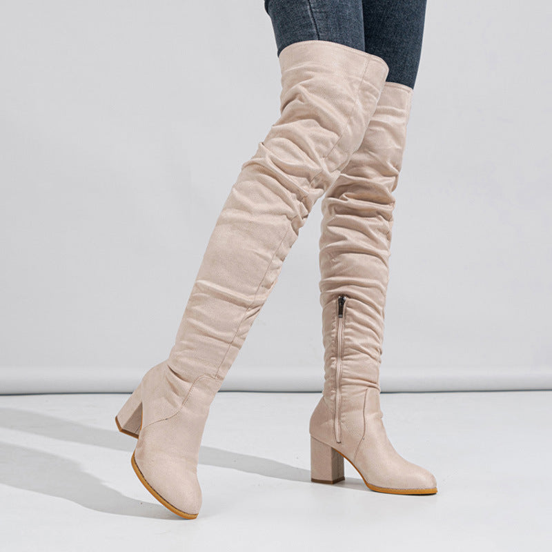 Boots Longues Élastiques à Talon Haut pour Femme
