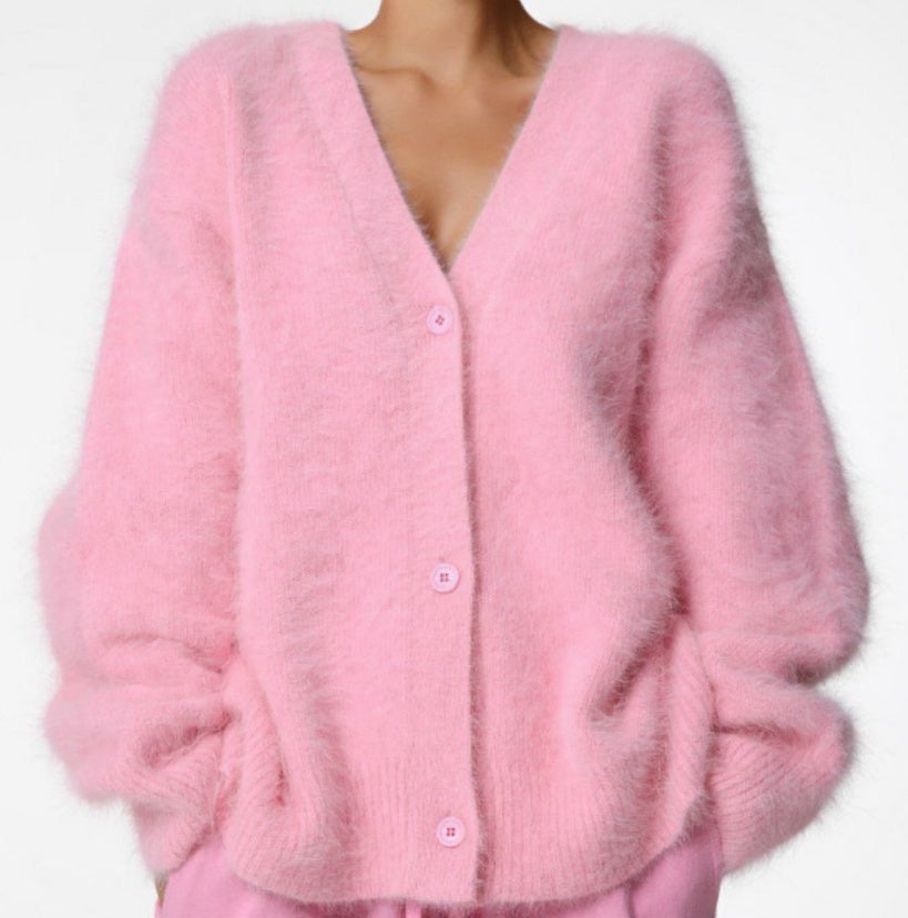 Cardigan Tricoté Femme V-Col Boutonné, Mode Automne-Hiver