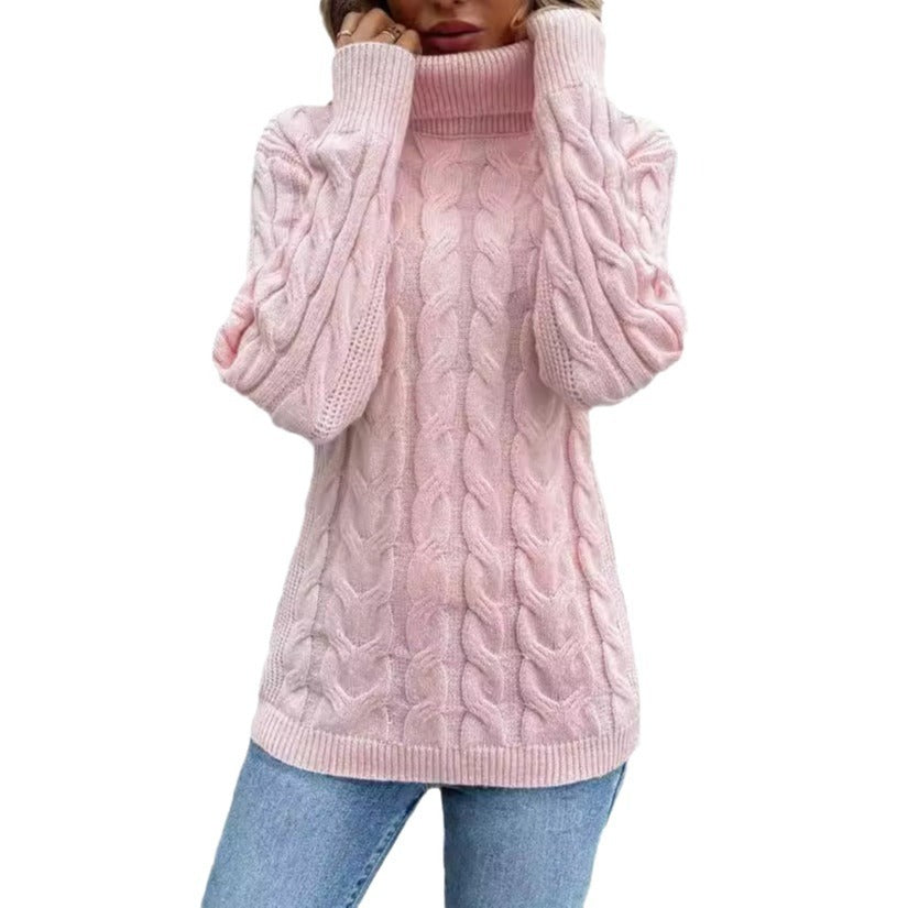 VIRONA | Pullover Torsadé à Col Roulé