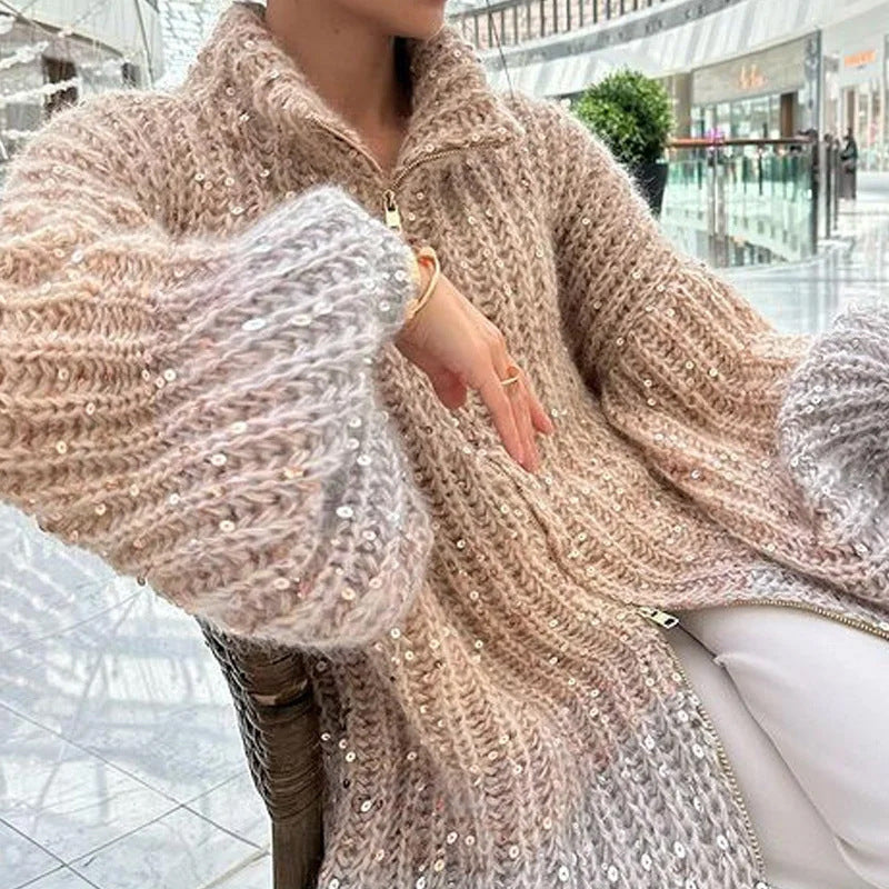 Manteau en Tricot à Paillettes