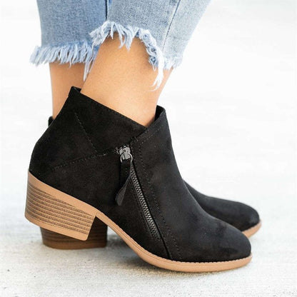 Bottes à zip à talon plat