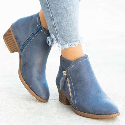 Bottes à zip à talon plat
