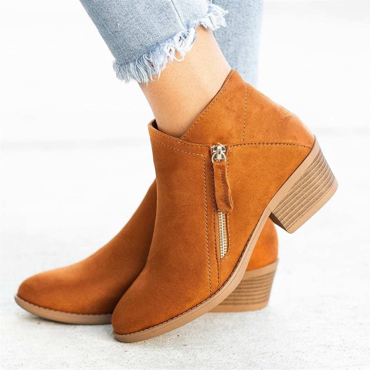 Bottes à zip à talon plat