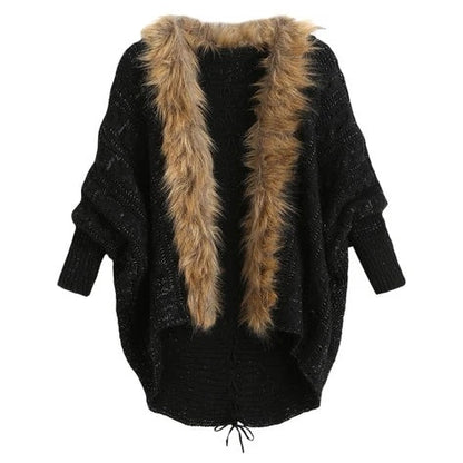 Le pull cardigan à col avec manches chauve-souris.