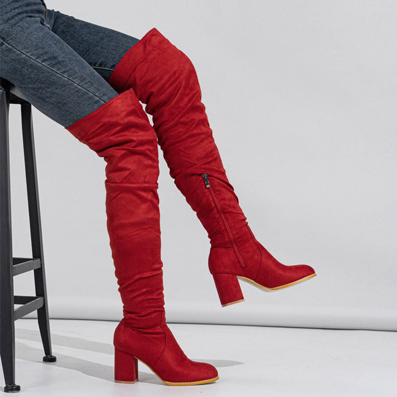 Boots Longues Élastiques à Talon Haut pour Femme
