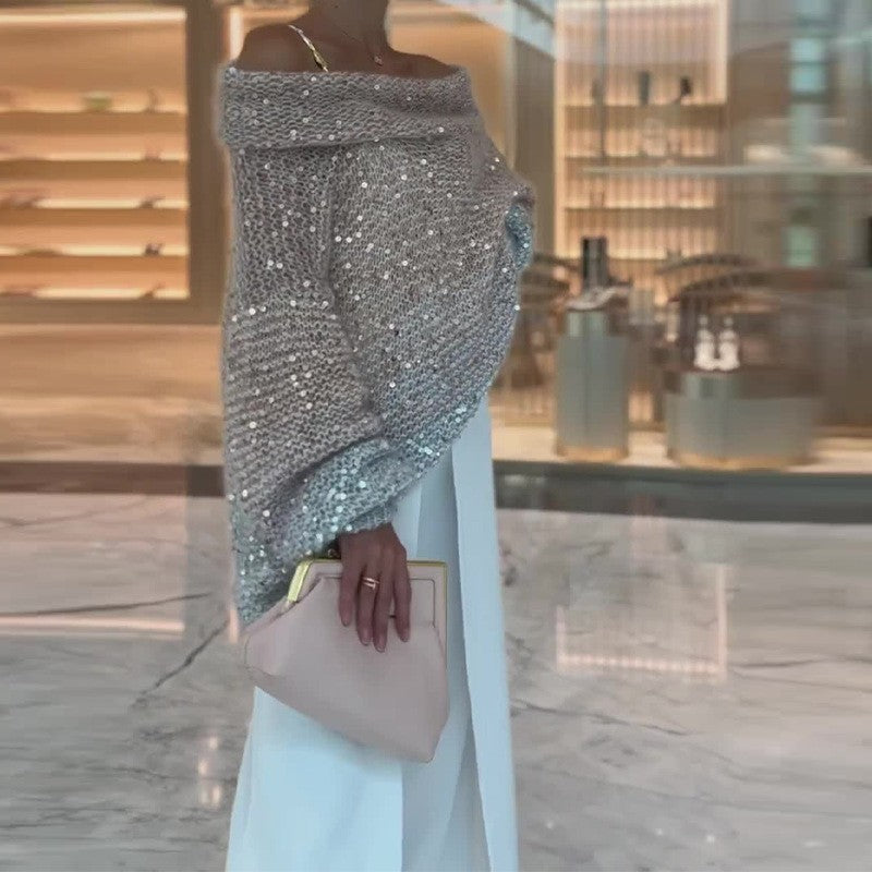 Manteau en Tricot à Paillettes