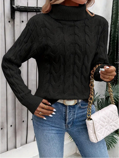 VIRONA | Pullover Torsadé à Col Roulé