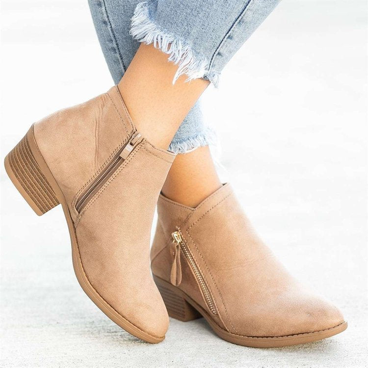 Bottes à zip à talon plat