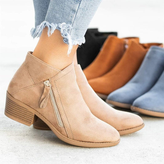 Bottes à zip à talon plat