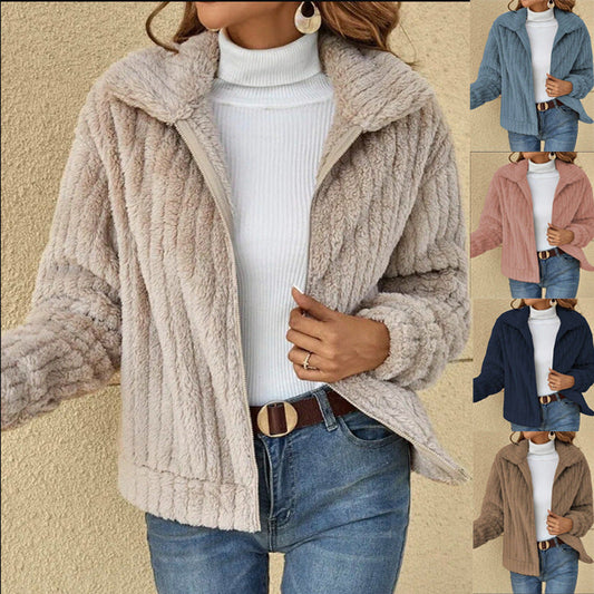 VIRONA | Veste Cropped en Fleece à Col Revers