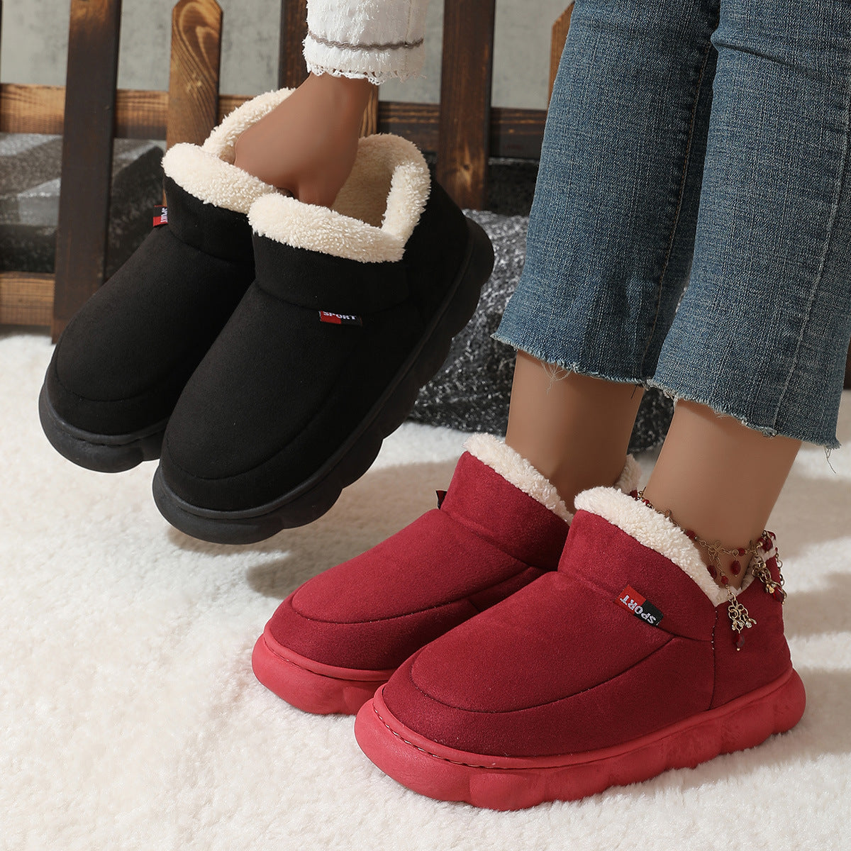 Chaussures en coton peluche d'hiver pour femmes