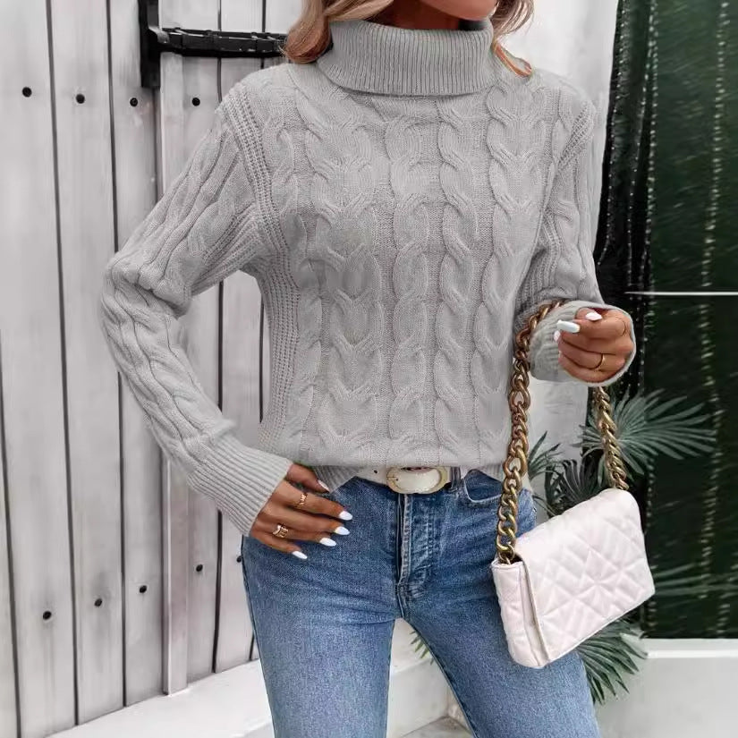 VIRONA | Pullover Torsadé à Col Roulé