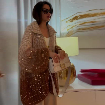 Manteau en Tricot à Paillettes