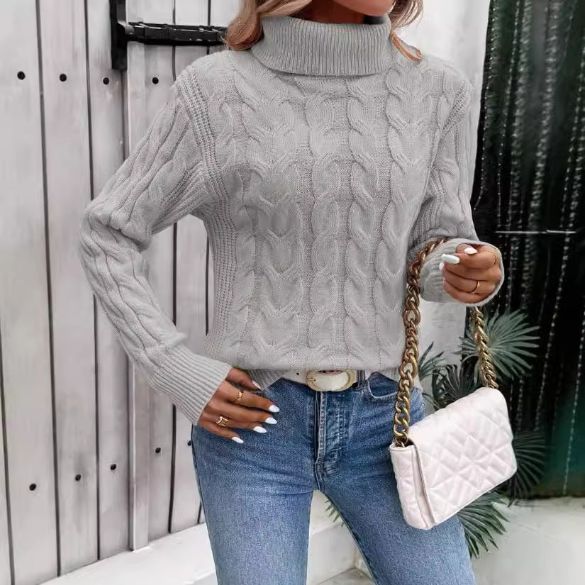 VIRONA | Pullover Torsadé à Col Roulé