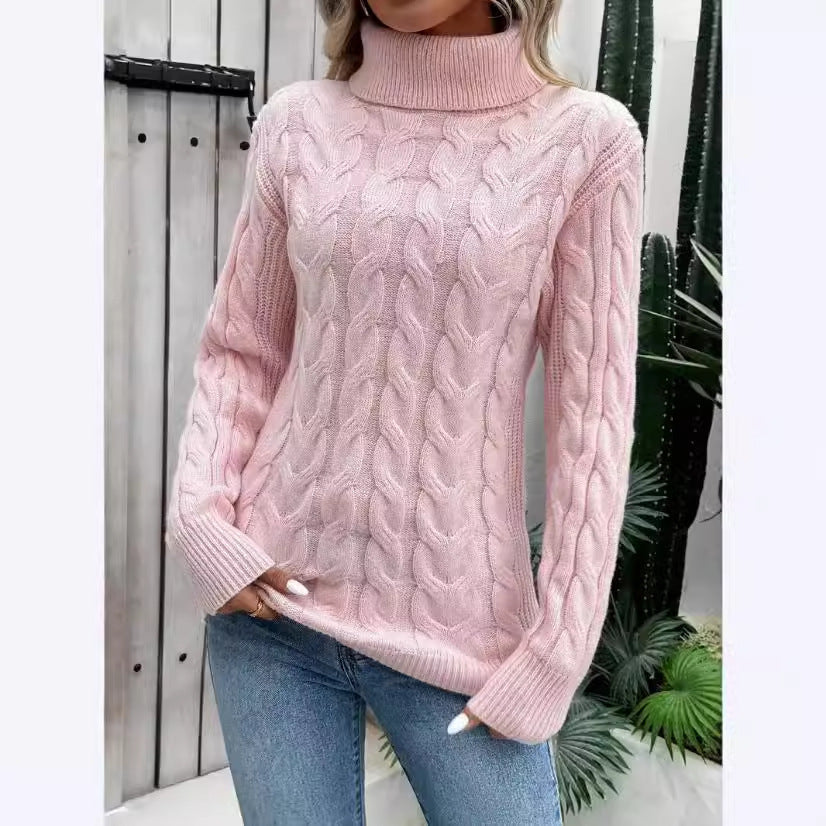 VIRONA | Pullover Torsadé à Col Roulé