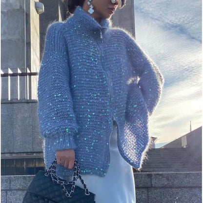 Manteau en Tricot à Paillettes