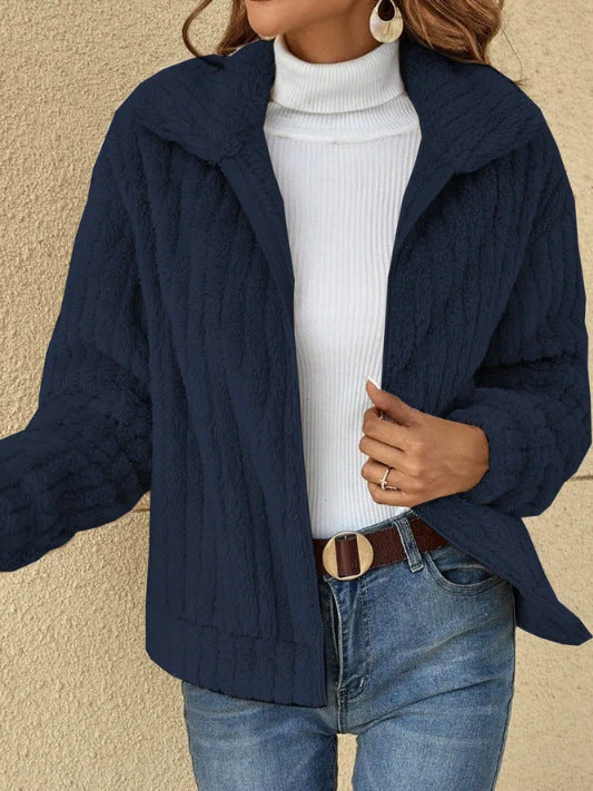 VIRONA | Veste Cropped en Fleece à Col Revers