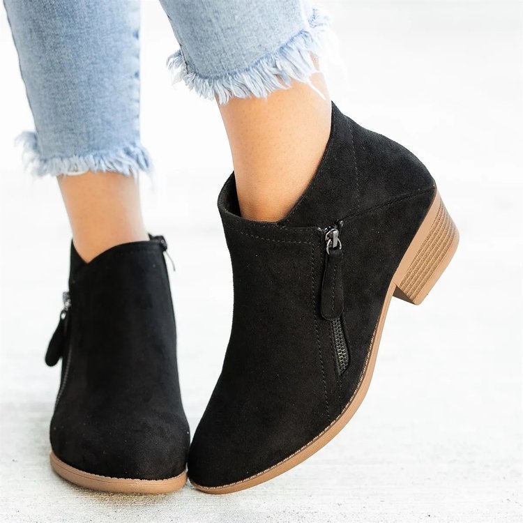 Bottes à zip à talon plat