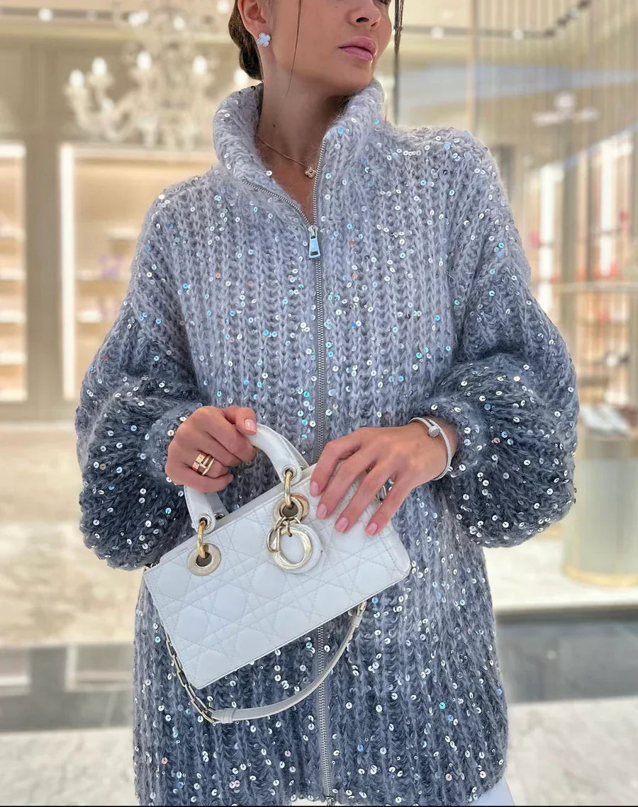 Manteau en Tricot à Paillettes