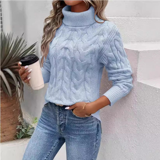 VIRONA | Pullover Torsadé à Col Roulé