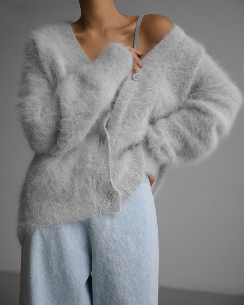Cardigan Tricoté Femme V-Col Boutonné, Mode Automne-Hiver