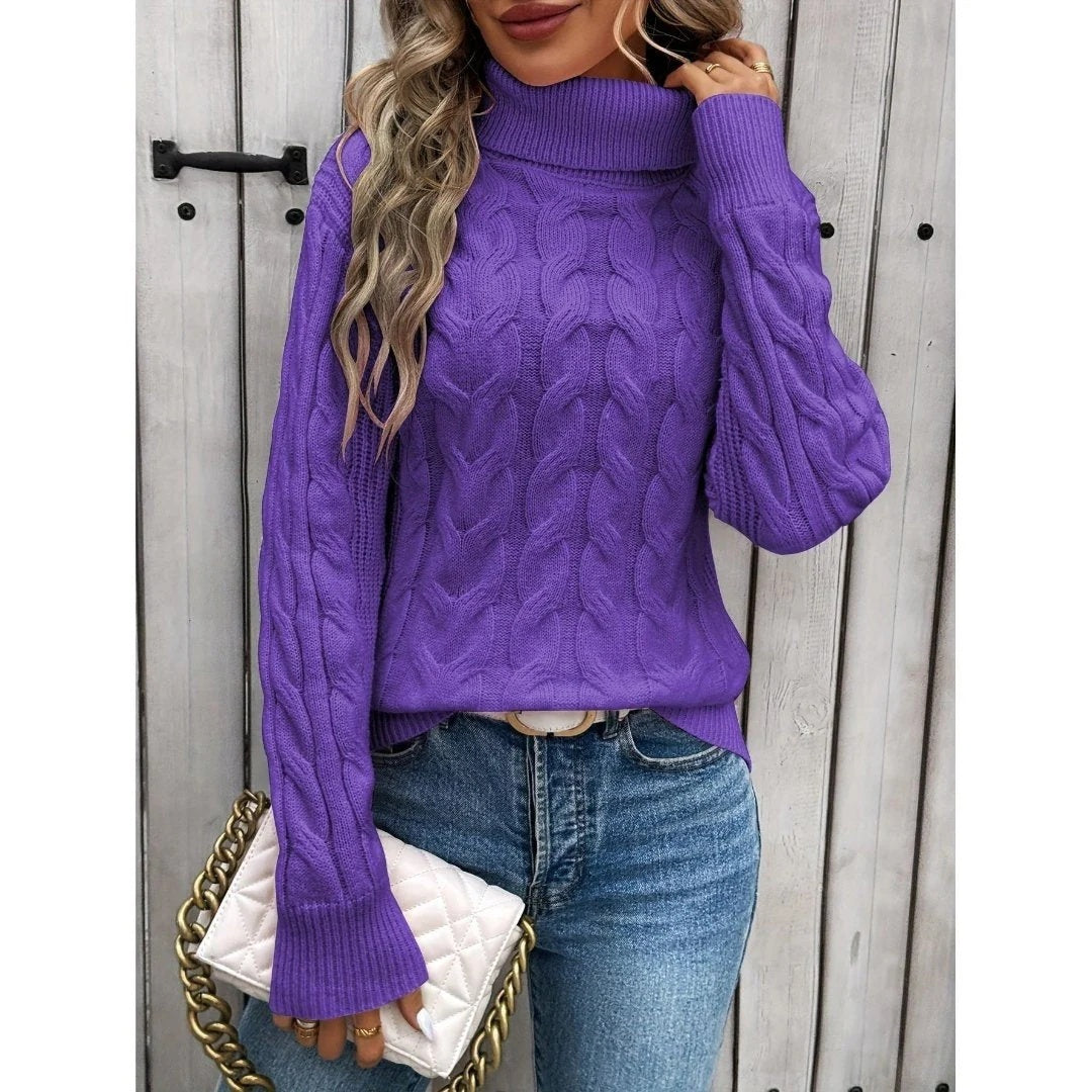 VIRONA | Pullover Torsadé à Col Roulé