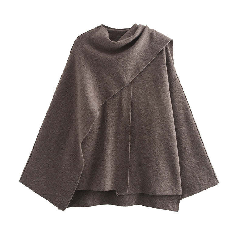 Cardigan Tricoté Asymétrique Femme - Veste Courte d'Hiver Élégante