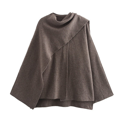 Cardigan Tricoté Asymétrique Femme - Veste Courte d'Hiver Élégante