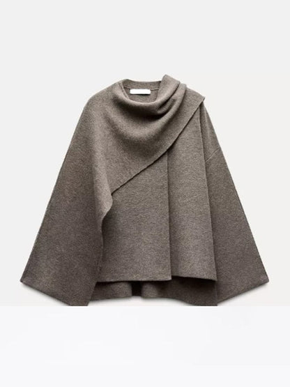 Cardigan Tricoté Asymétrique Femme - Veste Courte d'Hiver Élégante