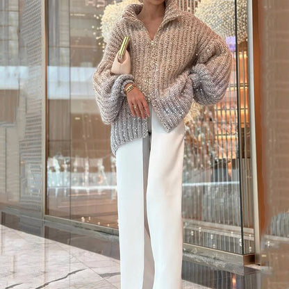 Manteau en Tricot à Paillettes