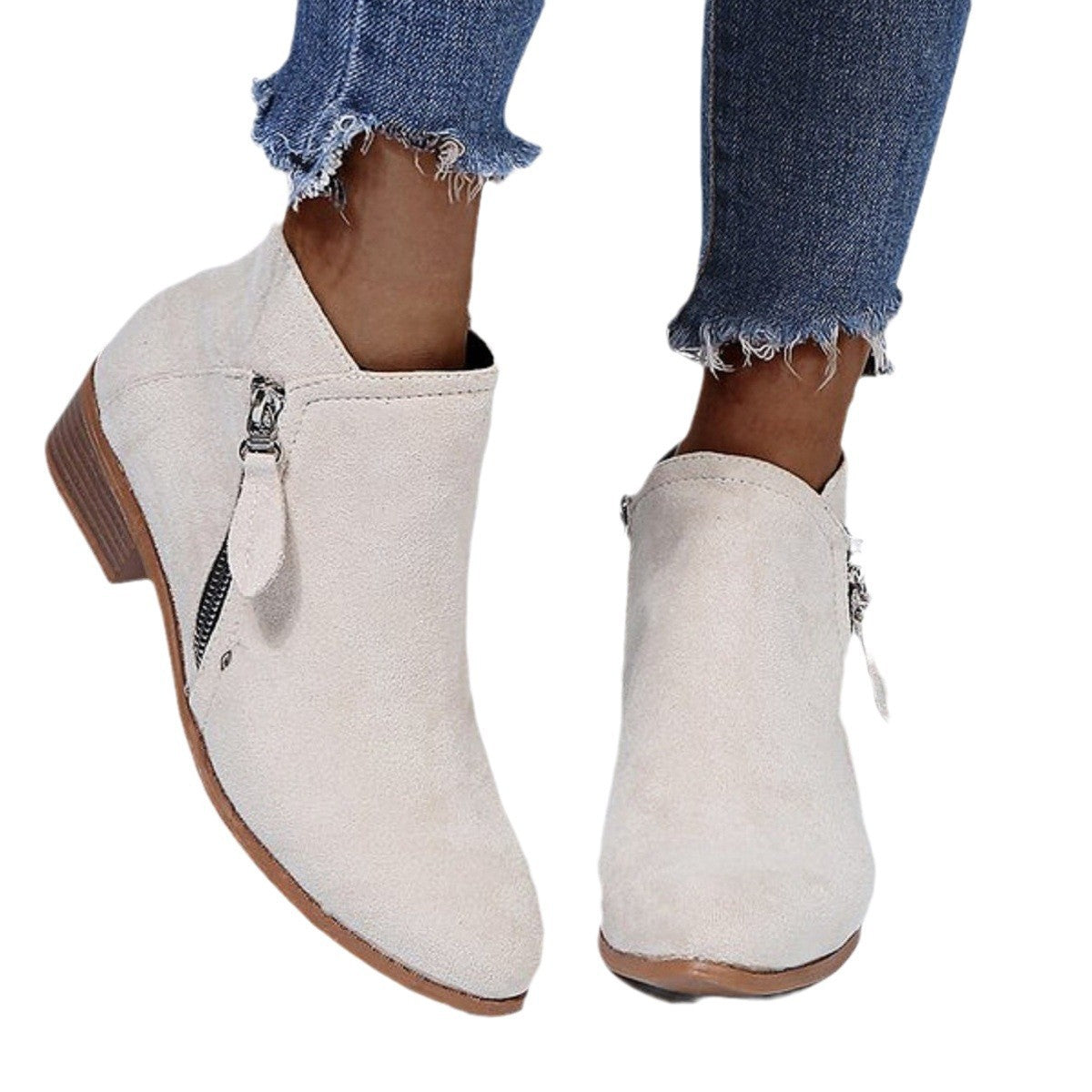 Bottes à zip à talon plat