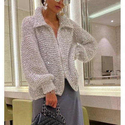 Manteau en Tricot à Paillettes