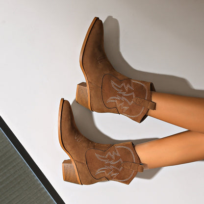 Bottines en Suède à Talon Moyen"