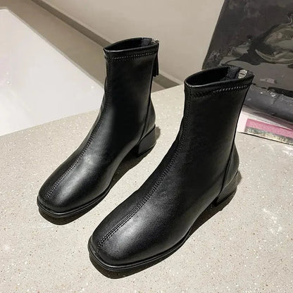 Bottes à talon en cuir souple