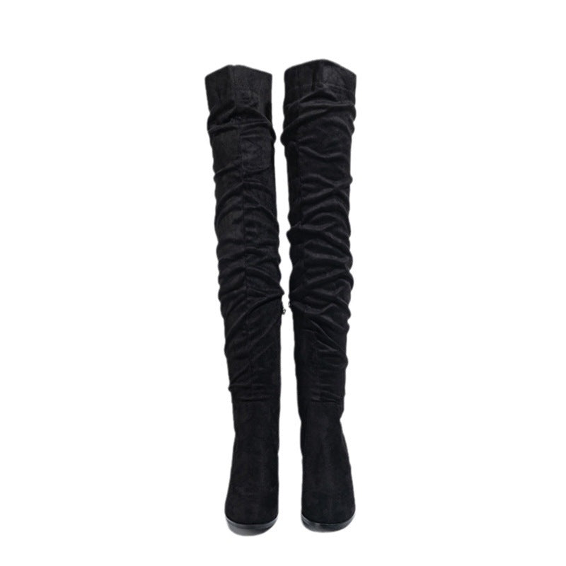 Boots Longues Élastiques à Talon Haut pour Femme
