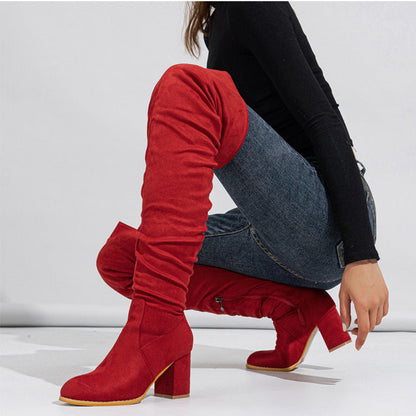 Boots Longues Élastiques à Talon Haut pour Femme
