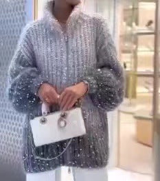 Manteau en Tricot à Paillettes