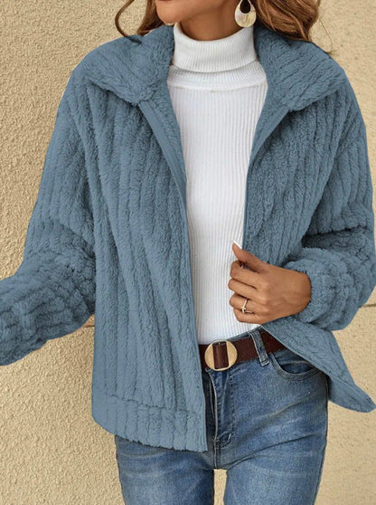 VIRONA | Veste Cropped en Fleece à Col Revers