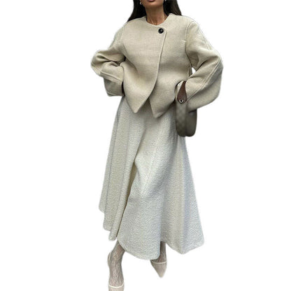 LUMERA | Manteau Court en Laine à Col Rond