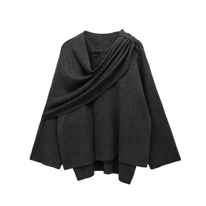 Cardigan Tricoté Asymétrique Femme - Veste Courte d'Hiver Élégante