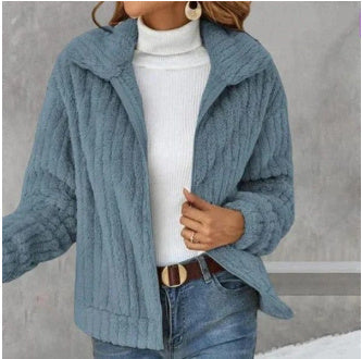 VIRONA | Veste Cropped en Fleece à Col Revers
