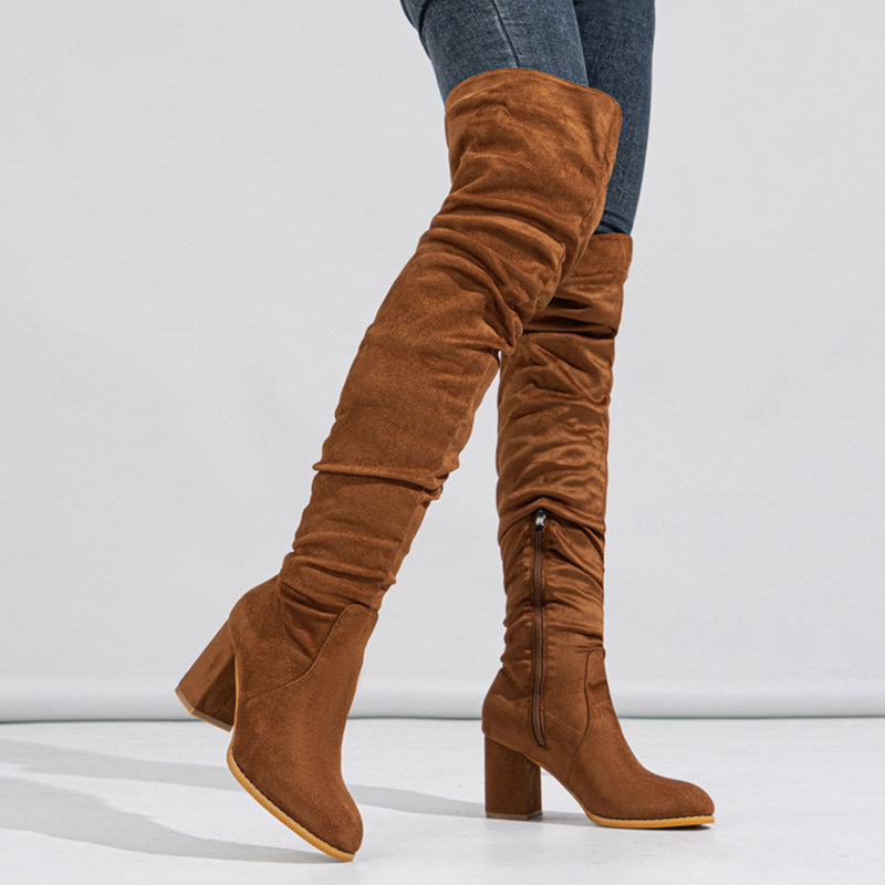 Boots Longues Élastiques à Talon Haut pour Femme