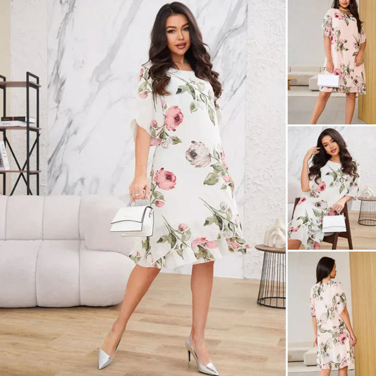 Robe Femme Élégante en Mousseline Imprimée